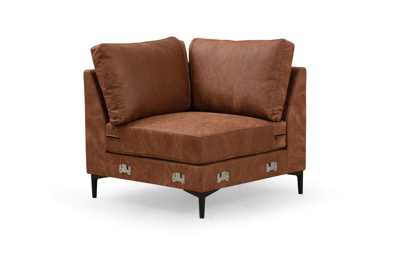 Svanabyn Soffa m. Divan och Schäslong 4-sits - Brun - U-soffa