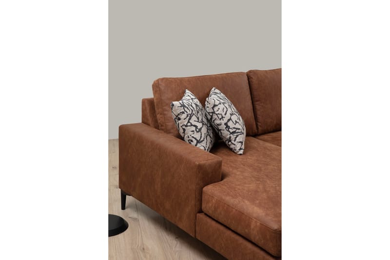 Svanabyn Soffa m. Divan och Schäslong 4-sits - Brun - U-soffa