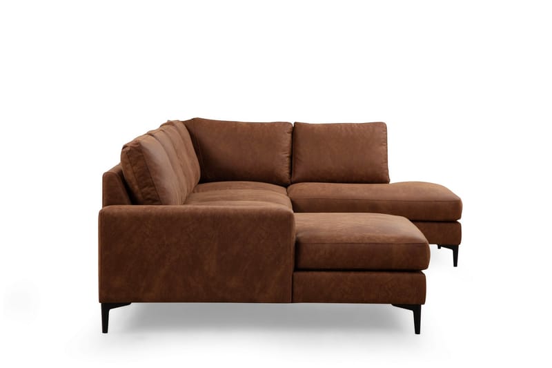 Svanabyn Soffa m. Divan och Schäslong 4-sits - Brun - U-soffa