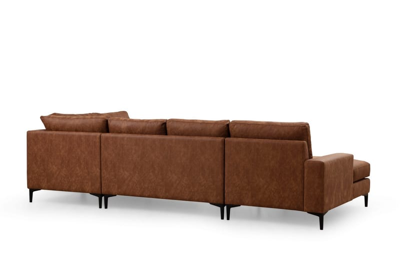 Svanabyn Soffa m. Divan och Schäslong 4-sits - Brun - U-soffa