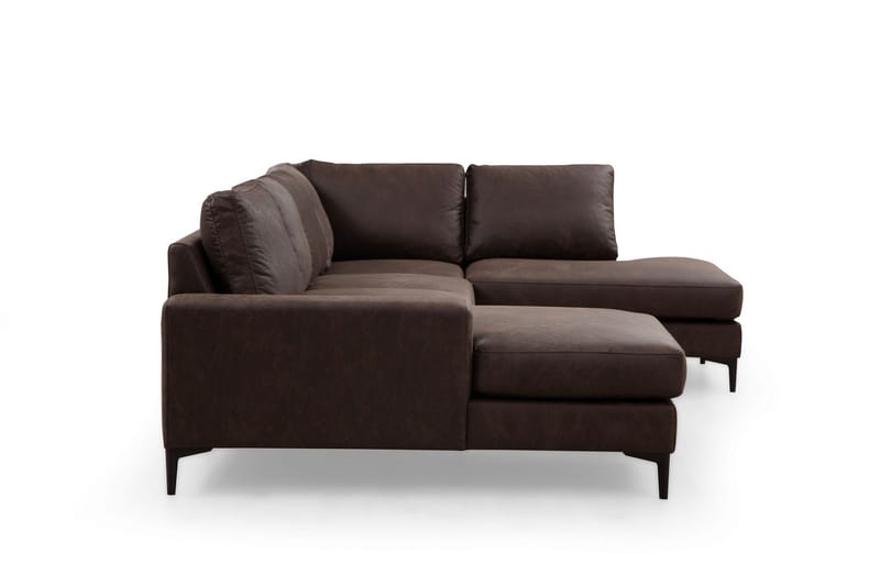 Svanabyn Soffa m. Divan och Schäslong 4-sits - Mörkbrun - U-soffa