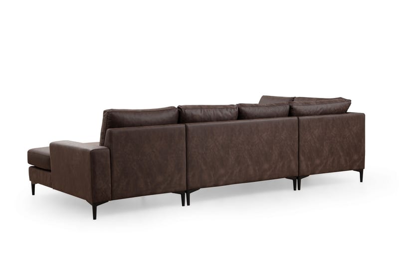 Svanabyn Soffa m. Divan och Schäslong 4-sits - Mörkbrun - U-soffa