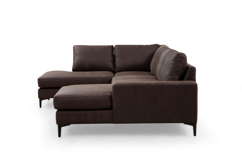 Svanabyn Soffa m. Divan och Schäslong 4-sits - Mörkbrun - U-soffa