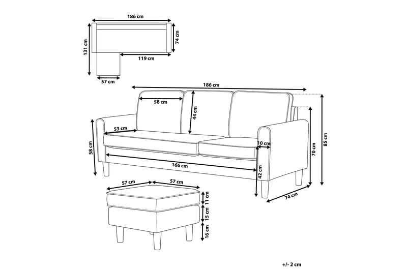 Traun Soffa 3-sits - Beige/Svart - Möbler - Soffa - 3 sits soffa