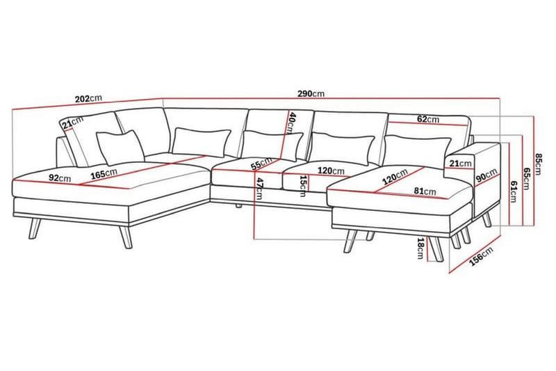 Copenhagen Compact Stor U Soffa i Sammet Schäslong Vänster - Grå / Mörkgrå - Möbler - Soffa - U-soffa