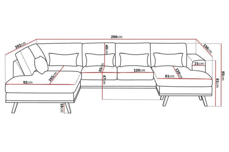 Copenhagen Compact Stor U Soffa i Sammet Schäslong Vänster - Grå / Mörkgrå - Möbler - Soffa - U-soffa