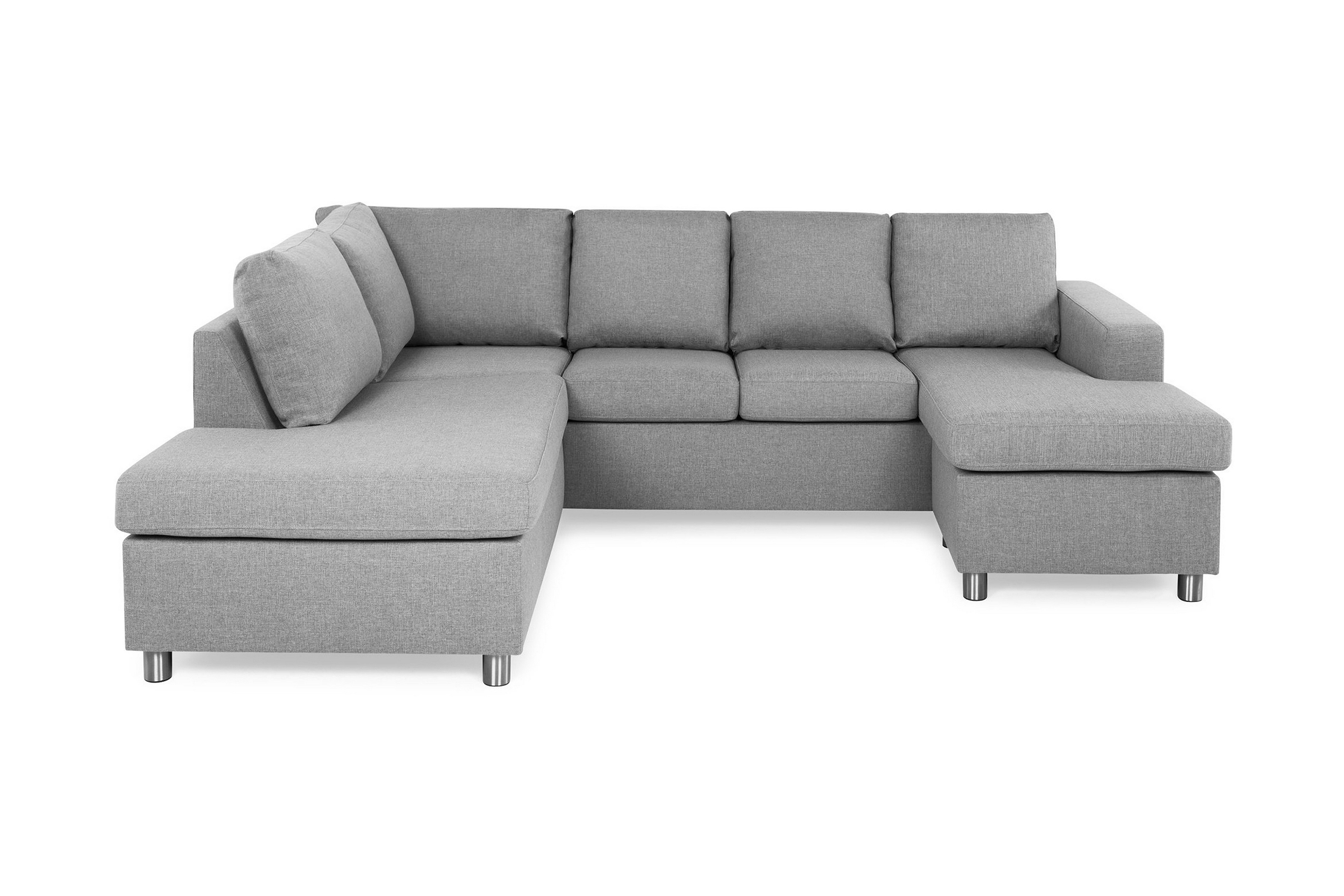 Scandinavian Choice Crazy U-soffa Large Divan Höger - Ljusgrå Grå,Krom