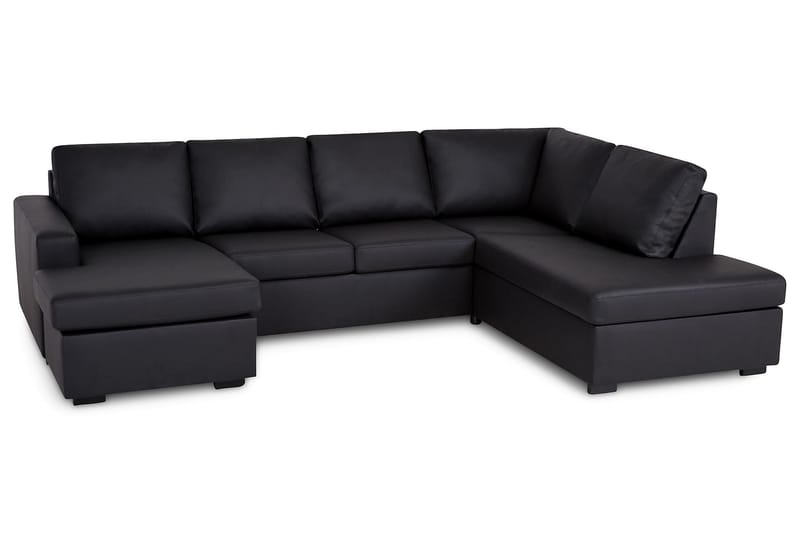 Crazy U-soffa Large Divan Vänster - Svart Konstläder - Skinnsoffor - Sammetssoffa - U-soffa