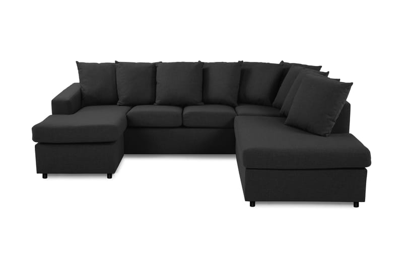 Crazy U-soffa Small Divan Vänster inkl Kuvertkuddar - Antracit - Skinnsoffor - Sammetssoffa - U-soffa