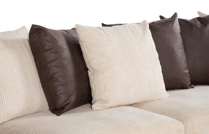 Cuba U-Soffa Divan Höger inkl Kuvertkuddar - Beige | Brun - U-soffa