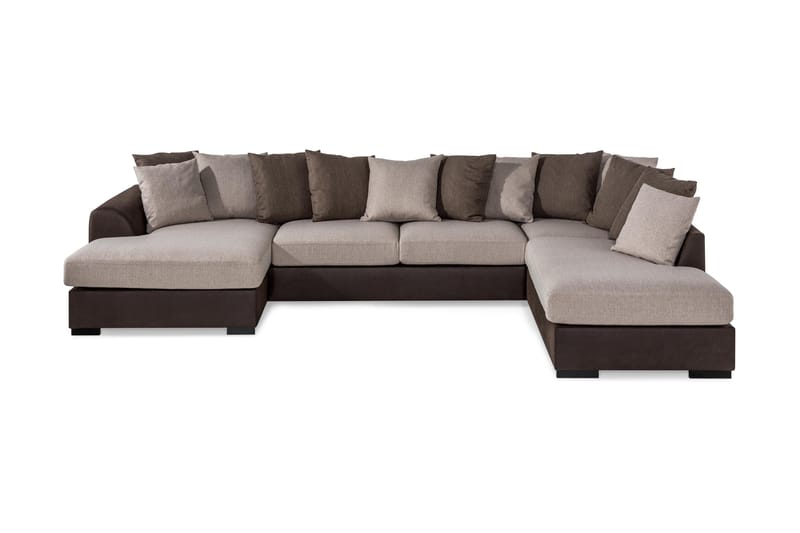 Cuba U Soffa Divan Vänster Schäslong Höger inkl Kuvertkuddar 380 cm bred - Brun / Beige - Möbler - Soffa - U-soffa