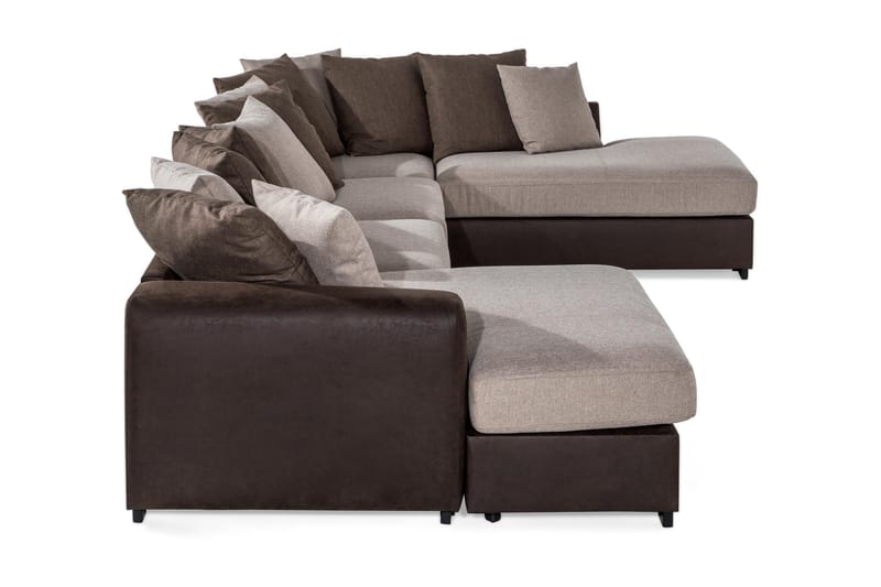 Cuba U Soffa Divan Vänster Schäslong Höger inkl Kuvertkuddar 380 cm bred - Brun / Beige - Möbler - Soffa - U-soffa