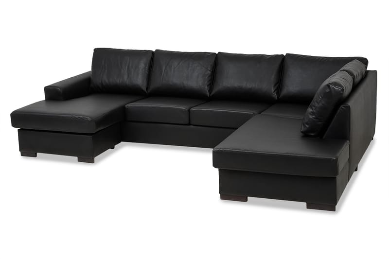 Link U-soffa XL med Divan Vänster Konstläder - Svart - U-soffa