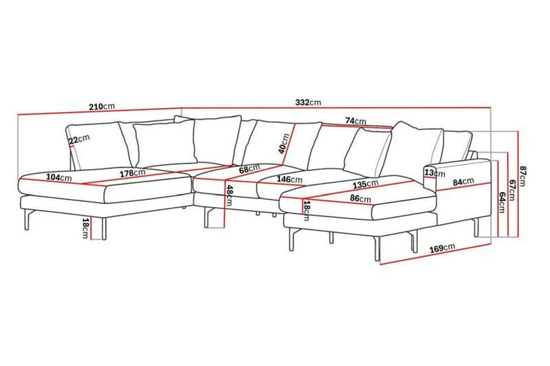 Menard 5-sits U-Soffa - Grå - Möbler - Soffa - U-soffa