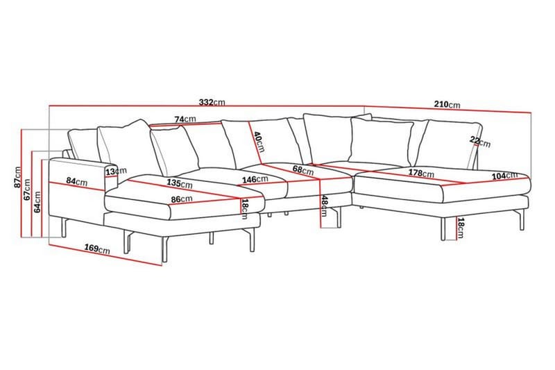 Menard 5-sits U-Soffa - Grå - Möbler - Soffa - U-soffa