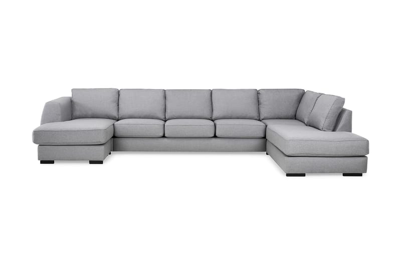 Optus U-soffa Large med Divan Vänster - Ljusgrå - Skinnsoffor - Sammetssoffa - U-soffa