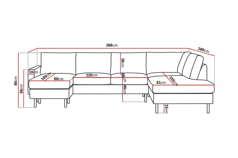 Peppe Manchester 5-sits Soffa m. Divan och Schäslong Höger - Beige / Ljus - Möbler - Soffa - U-soffa