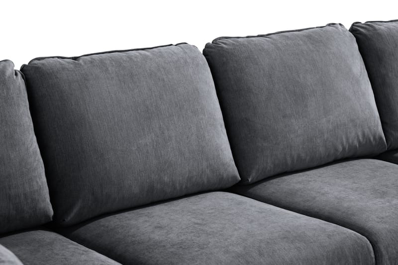 Trend Lyx U-soffa med Divan Vänster - Mörkgrå/Ek - Skinnsoffor - Sammetssoffa - U-soffa