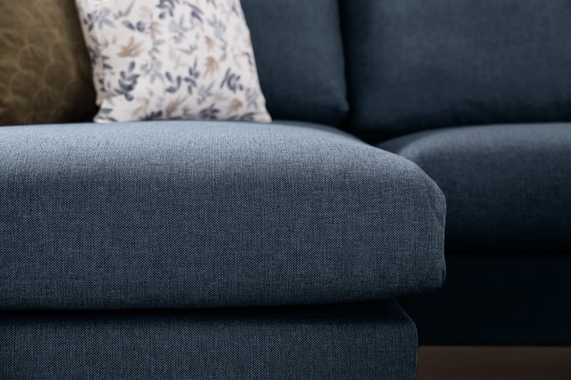 Trend U-soffa med Divan Vänster - Blå - Skinnsoffor - Sammetssoffa - U-soffa