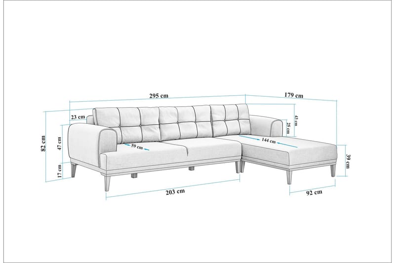 Valsot 4-sits Soffa med Divan - Antracit - Möbler - Soffa - Divansoffor & schäslongsoffa