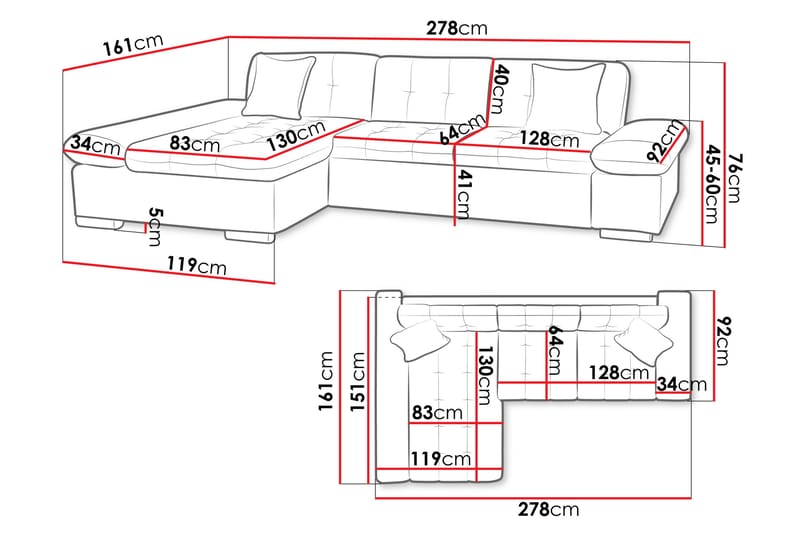 Vananda Soffa med Divan 3-sits - Beige - Möbler - Soffa - Divansoffor & schäslongsoffa