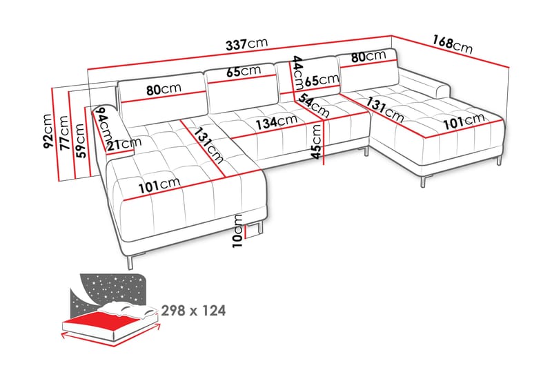 Vilshult Soffa Dubbeldivan 4-sits - Grå - Möbler - Soffa - U-soffa