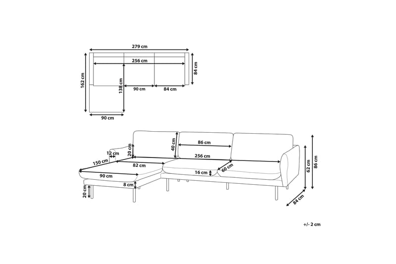 Woodal Hörnsoffa 4-sits - Blå/Svart - Möbler - Soffa - Hörnsoffa