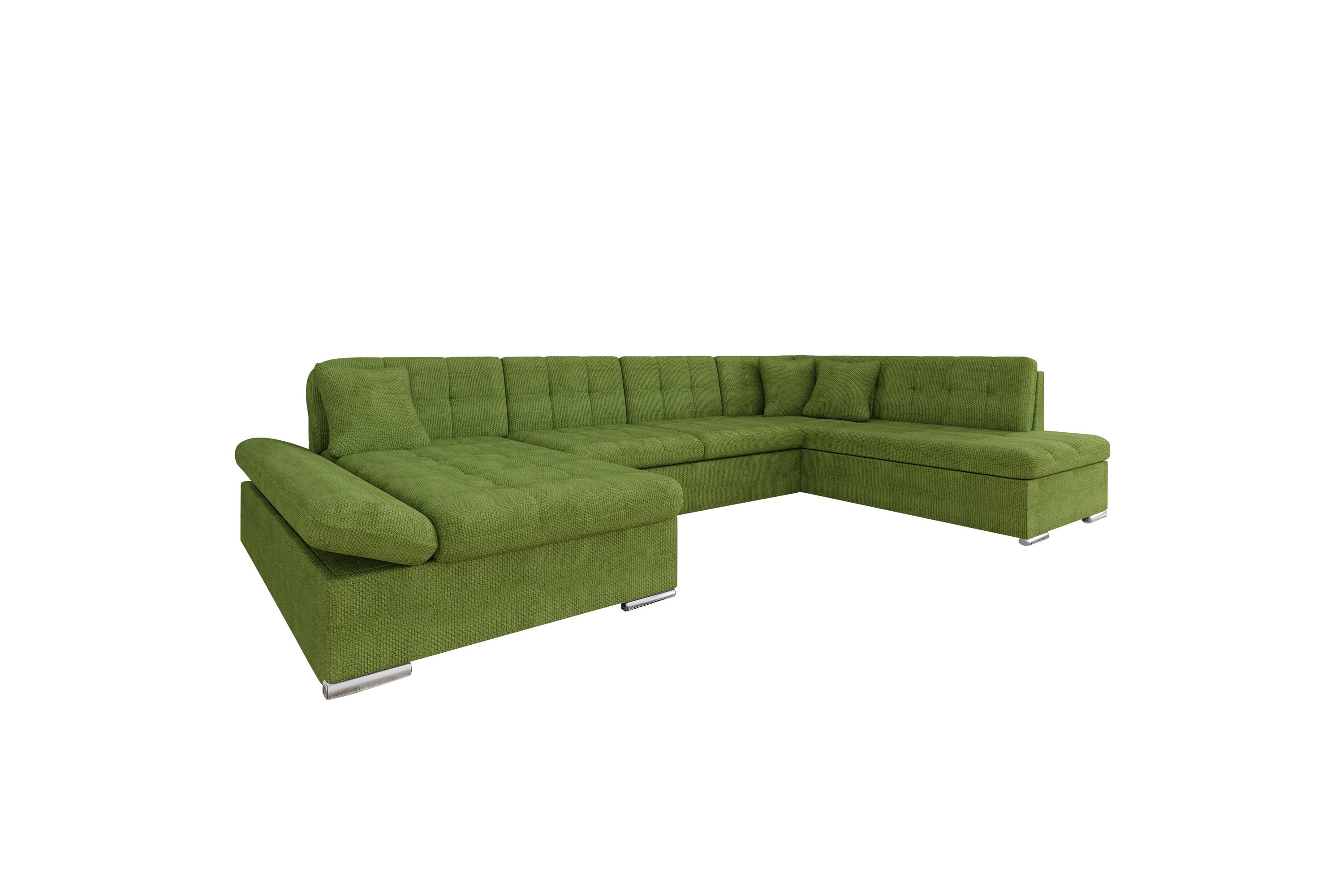 Zumar Soffa med Divan och Schäslong 4-sits - Grön U-soffa