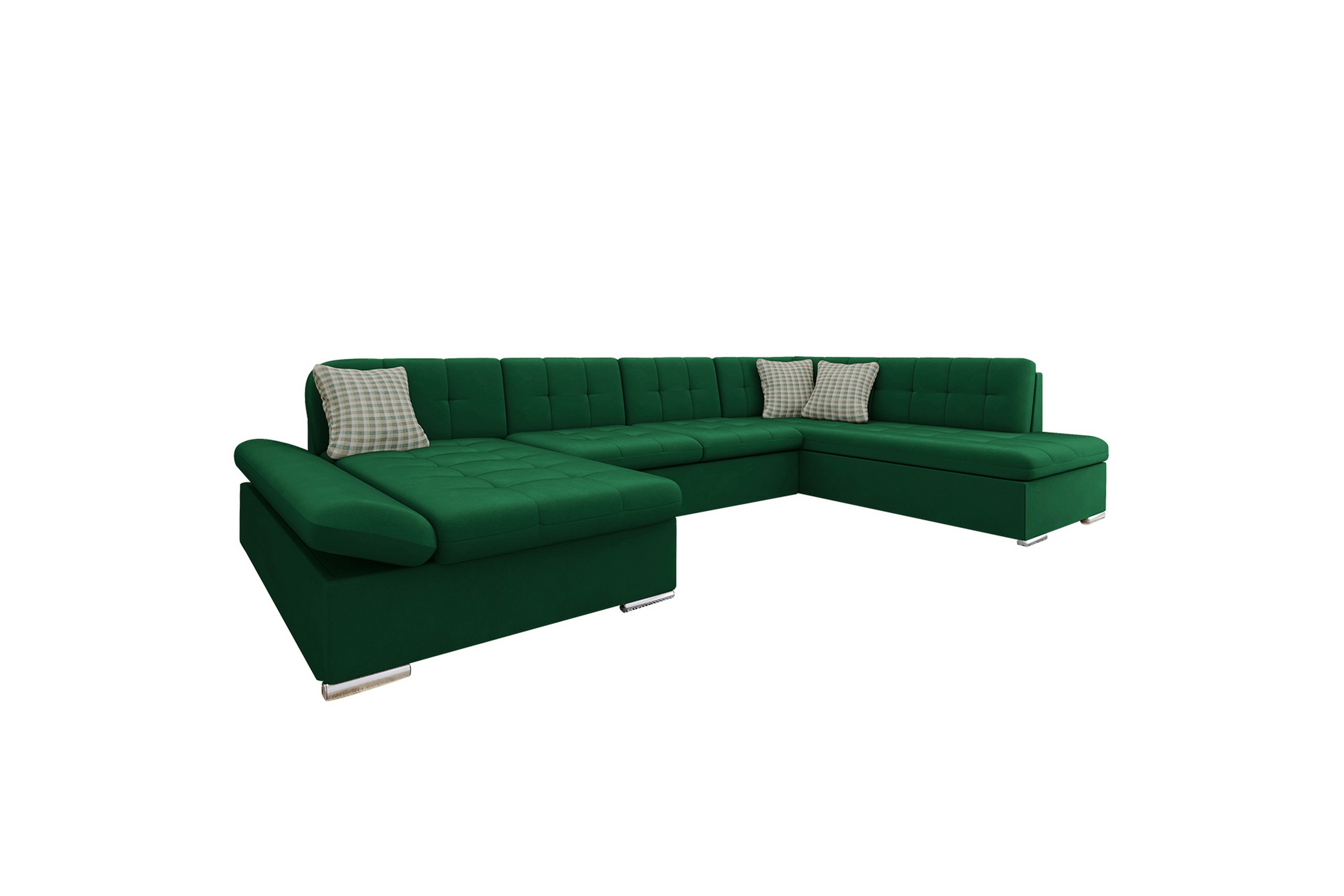 Zumar Soffa med Divan och Schäslong 4-sits - Grön U-soffa