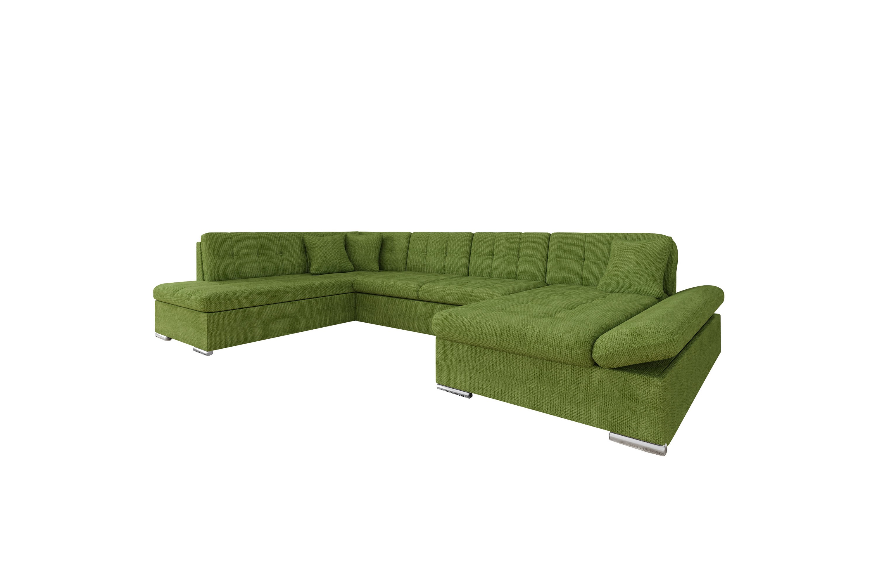 Zumar Soffa med Divan och Schäslong 4-sits - Grön U-soffa