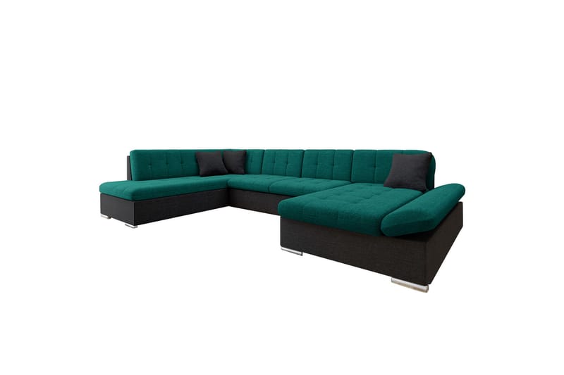 Zumar Soffa med Divan och Schäslong 4-sits - Svart/Grön - Möbler - Soffa - U-soffa