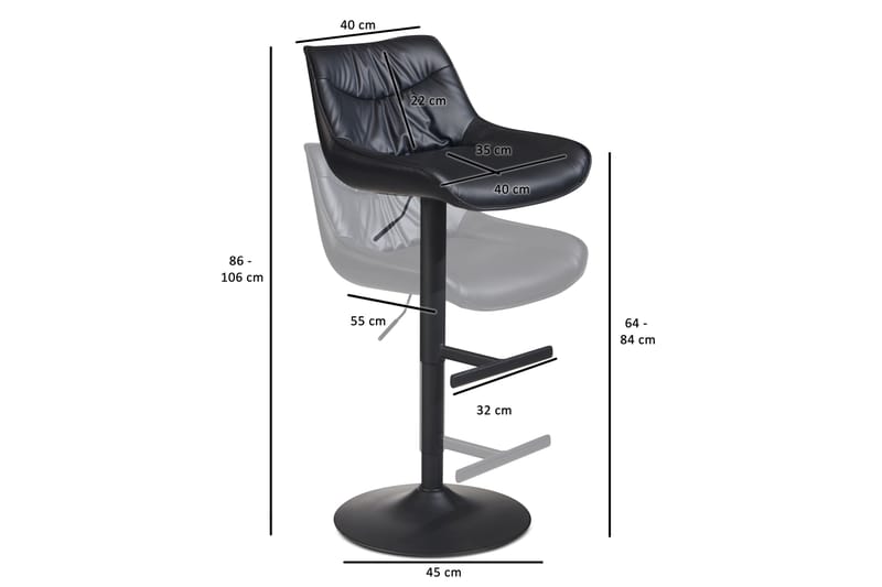 Bacchi Barstol 106 cm - Antracit - Möbler - Stolar & fåtöljer - Barstol & barpall