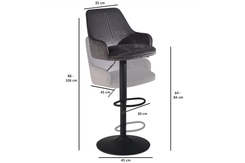 Badan Barstol 106 cm - Mörkgrå - Möbler - Stolar & fåtöljer - Barstol & barpall