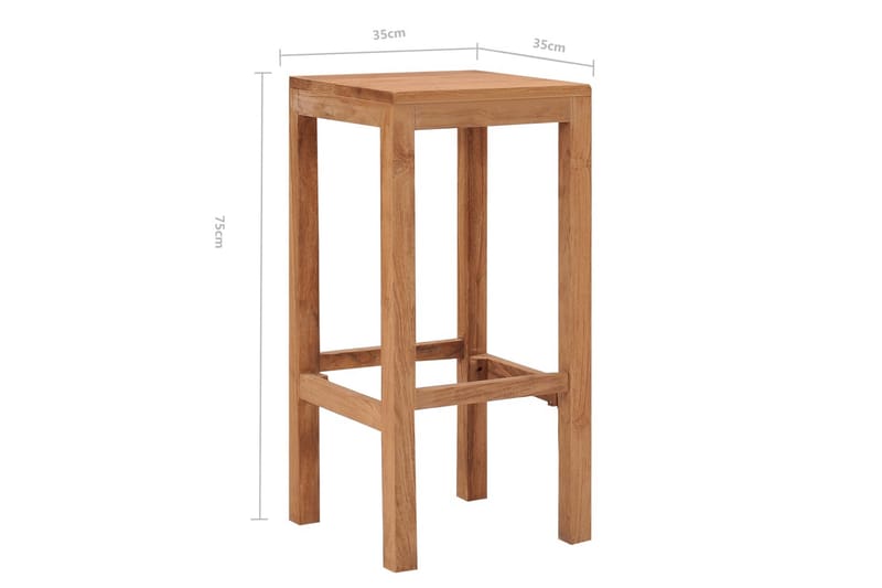 Barstolar 2 st massiv teak - Brun - Barstol & barpall