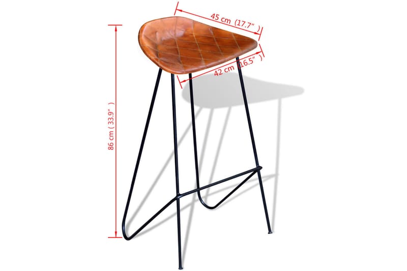 Barstolar 2 st svart och brun äkta läder - Brun - Möbler - Stolar & fåtöljer - Barstol & barpall