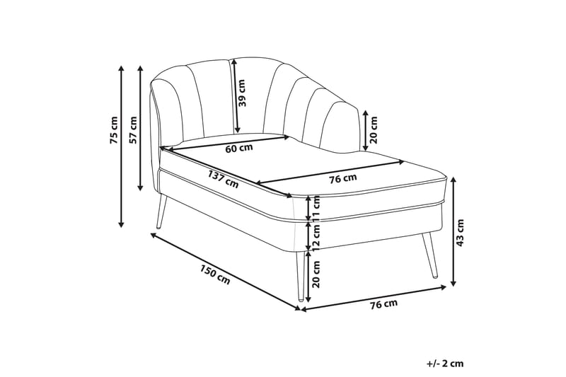 Allier Schäslong 150 cm - Guld/Blå - Möbler - Stolar & fåtöljer - Fåtölj - Schäslongfåtölj & divanfåtölj