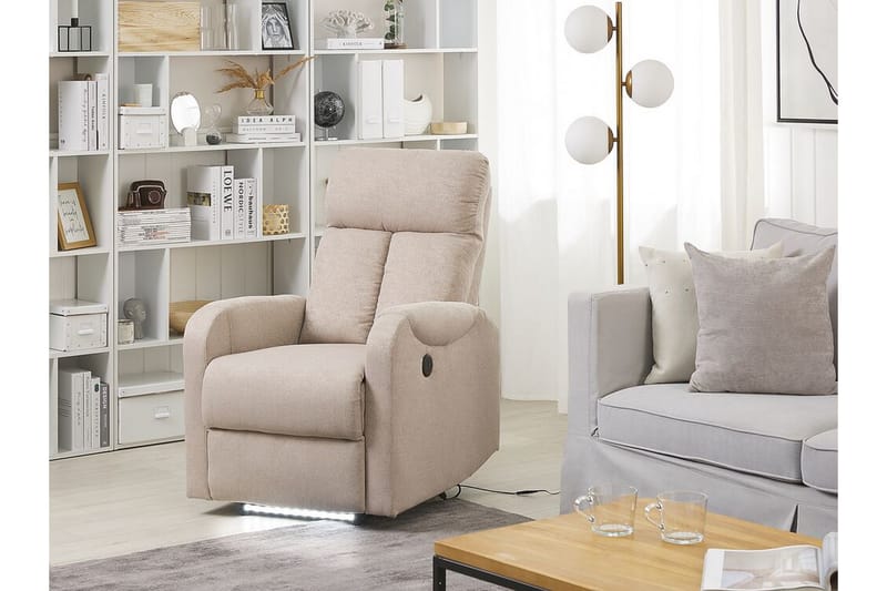 Rautela Fåtölj LED-belysning + USB-port - Beige - Möbler - Stolar & fåtöljer - Fåtölj - Biofåtölj & reclinerfåtölj