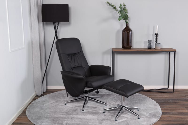 Rune Recliner med Ottoman - Svart - Biofåtölj & reclinerfåtölj