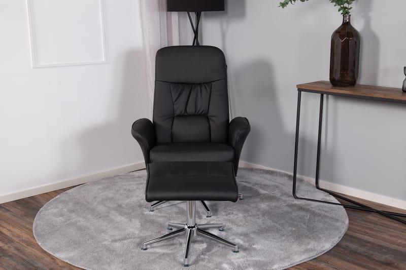 Rune Recliner med Ottoman - Svart - Biofåtölj & reclinerfåtölj