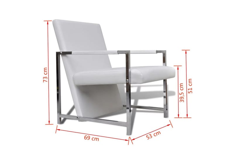 Fåtöljer 2 st med kromad ram vit konstläder - Vit - Möbler - Stolar & fåtöljer - Fåtölj - Skinnfåtölj & läderfåtölj