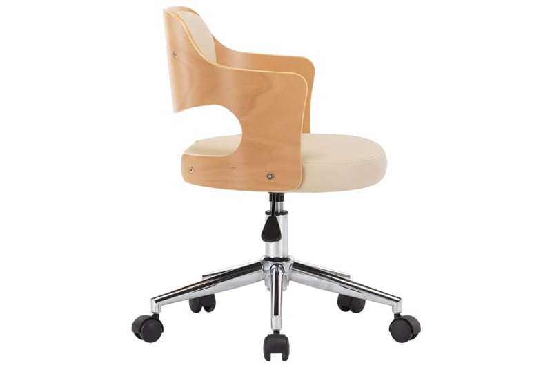Snurrbar kontorsstol böjträ och konstläder gräddvit - Vit - Kontorsstol & skrivbordsstol