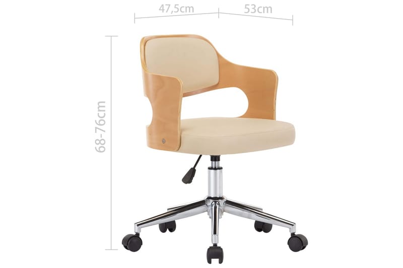 Snurrbar kontorsstol böjträ och konstläder gräddvit - Vit - Kontorsstol & skrivbordsstol