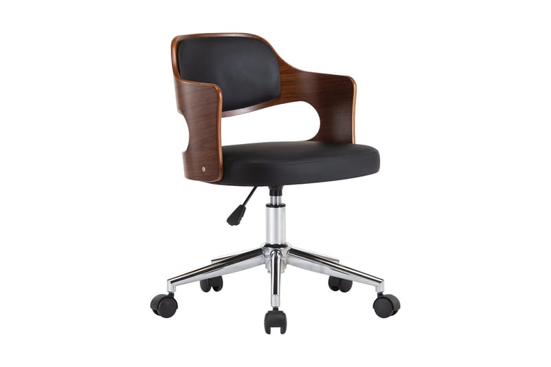 Snurrbar kontorsstol böjträ och konstläder svart - Svart - Kontorsstol & skrivbordsstol