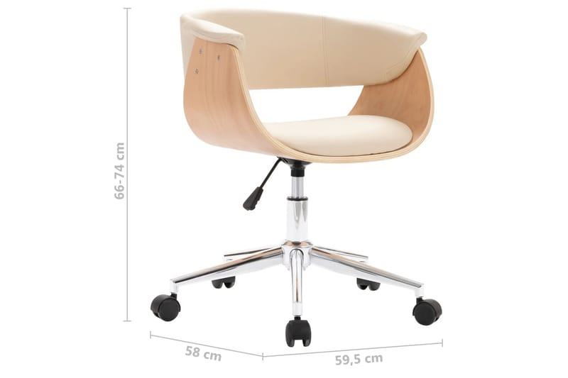Snurrbar kontorsstol gräddvit böjträ och konstläder - Vit - Kontorsstol & skrivbordsstol