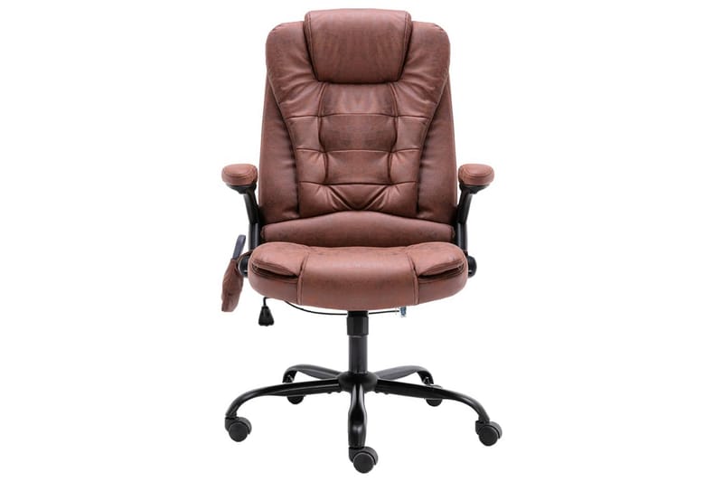 Massagekontorsstol ljusbrun äkta läder - Brun - Kontorsstol & skrivbordsstol