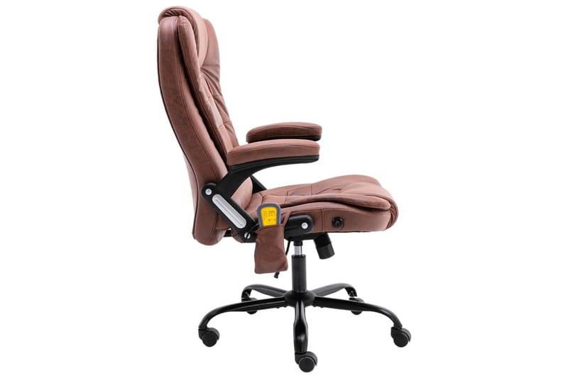 Massagekontorsstol ljusbrun äkta läder - Brun - Kontorsstol & skrivbordsstol