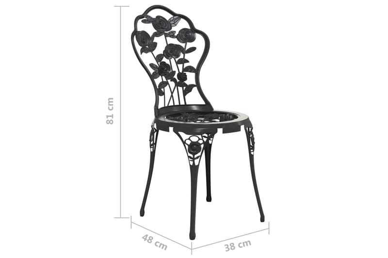 Caféstolar 2 st gjuten aluminium svart - Svart - Matstol & karmstol utomhus - Balkongstol