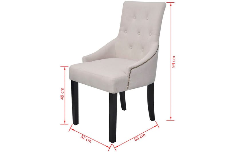 Matstolar 4 st gräddgrå tyg - Vit - Matstol & köksstol