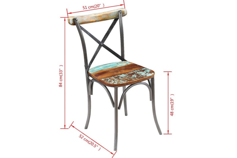 Matstolar 4 st massivt återvunnet trä - Flerfärgad - Matstol & köksstol