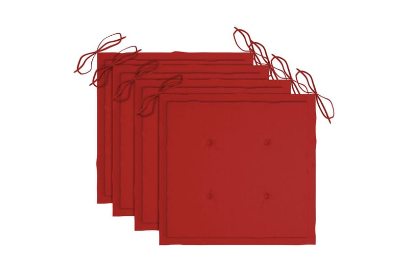 Matstolar 4 st med röda dynor massiv teak - Röd - Matstol & köksstol - Sminkstol - Karmstol